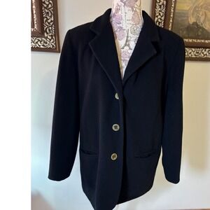 Harve Benard By Benard Holtzman Black Wool Blend Blazer Jacket Size 12